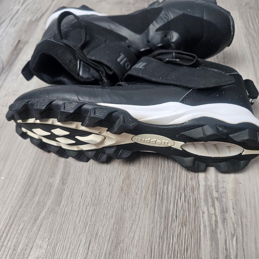Riddell Heater Mid Strap RM Football Cleats Men 7.5D Black White Mid Top Shoes - Picture 11 of 15